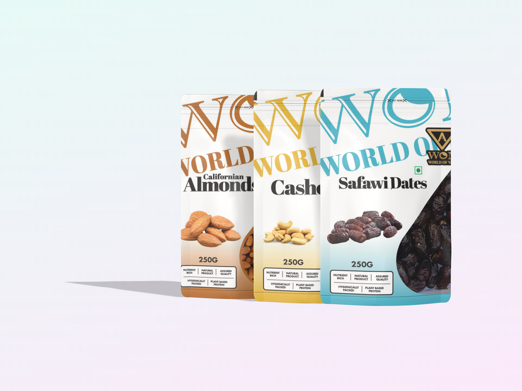 Cashew 250g Safawi 250g Almonds 250g combo pack