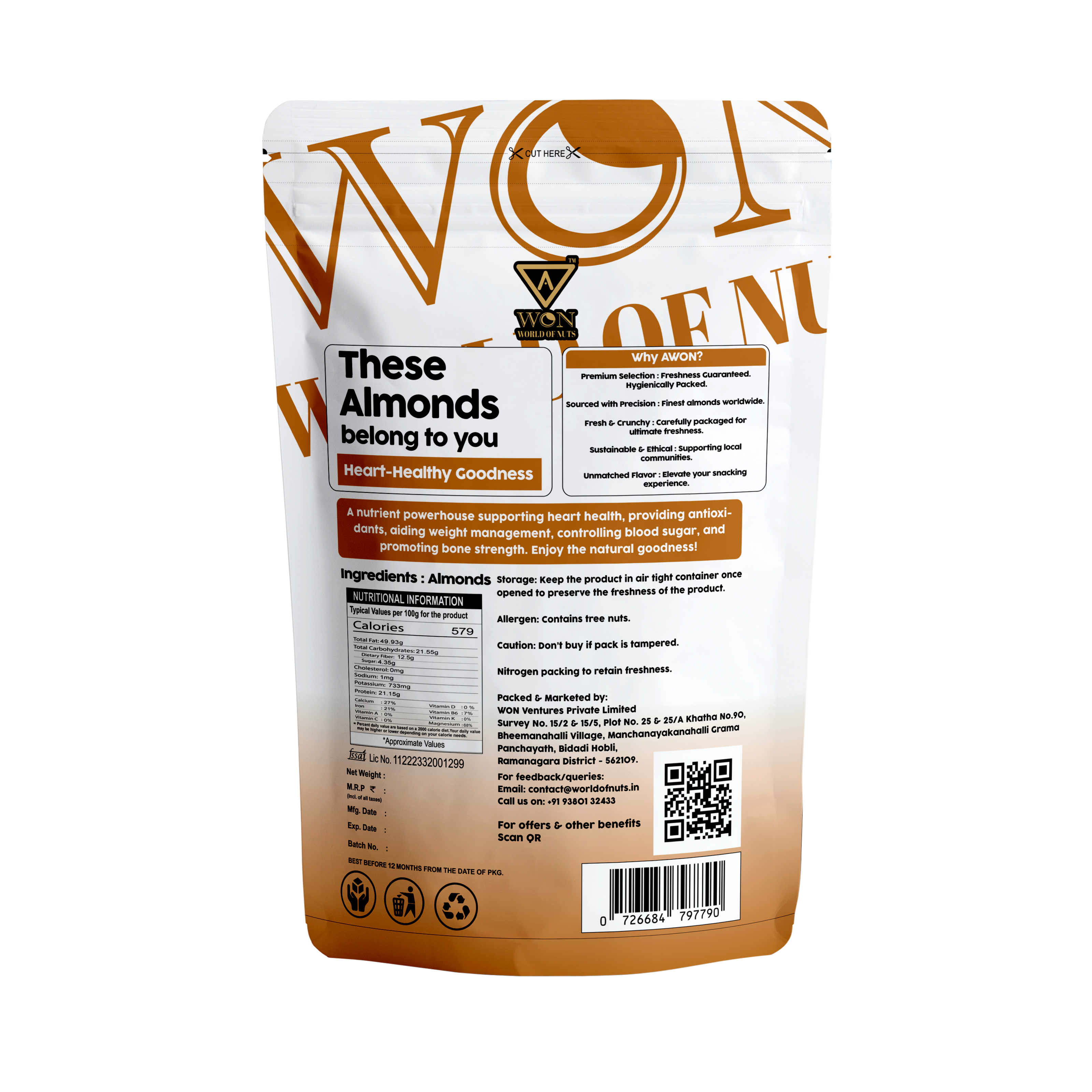 Natural crunchy almonds by AWON – 100% FSSAI certified