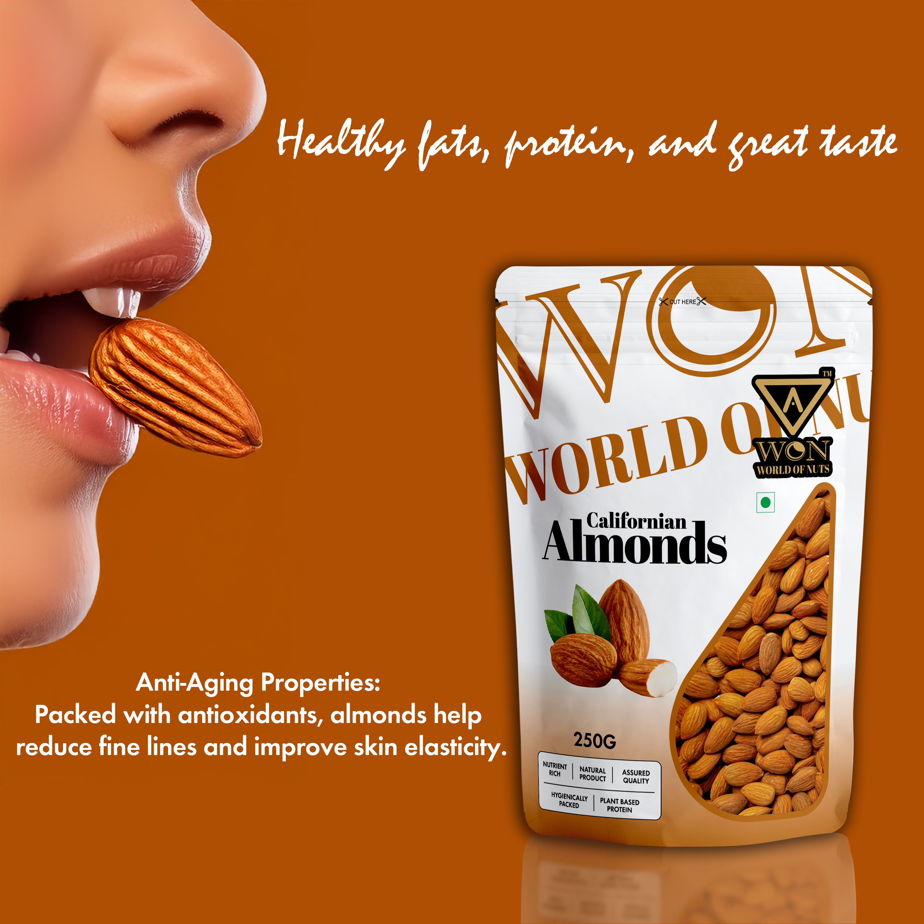 Fresh and healthy almonds – AWON World of Nuts 250g pouch