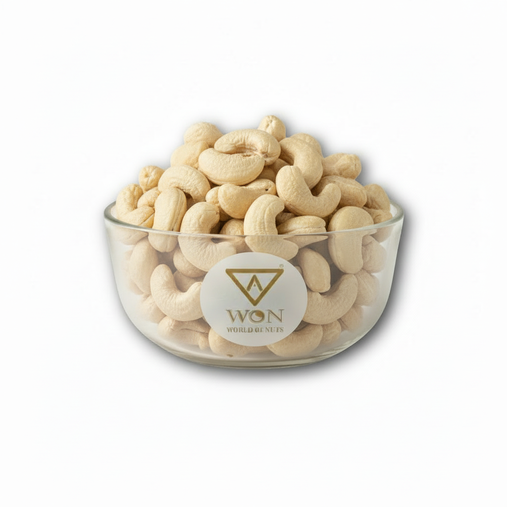 Close-up of AWON W210 cashew kernels – luxury extra-large whole cashews for gifting and snacking