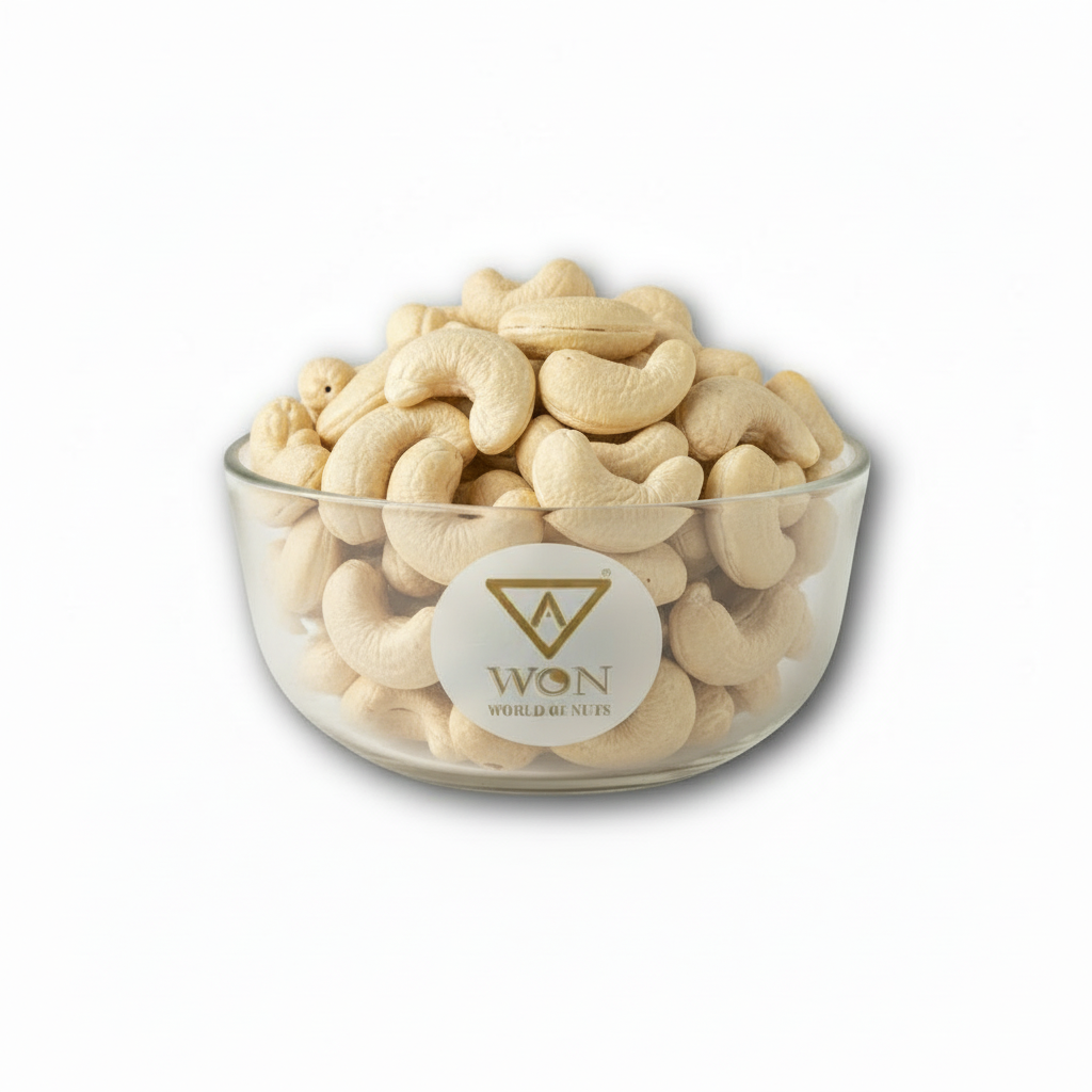 Close-up of AWON W240 cashew kernels – premium large whole cashews for snacking and gifting”