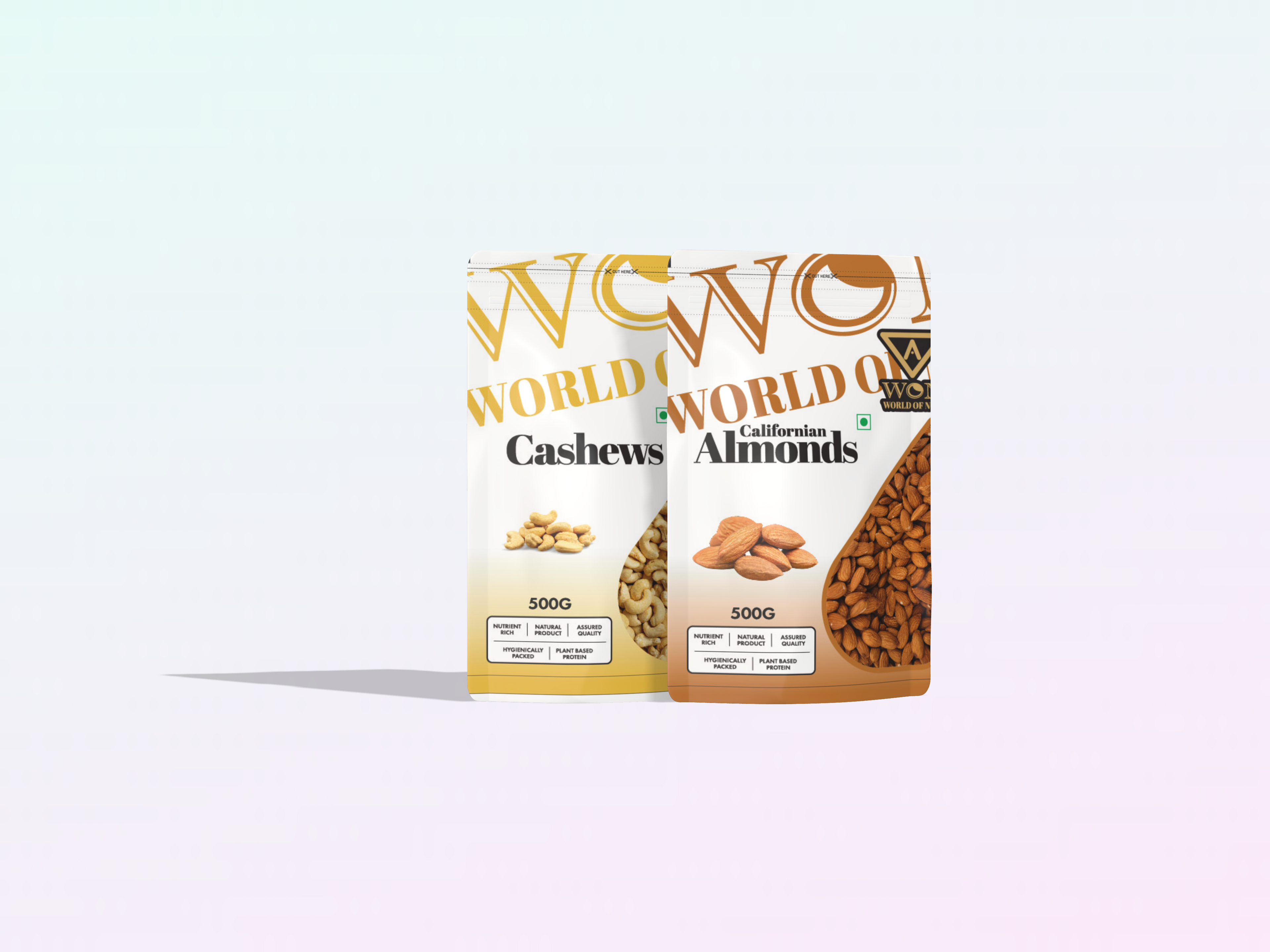 AWON cashew almonds combo 500g each