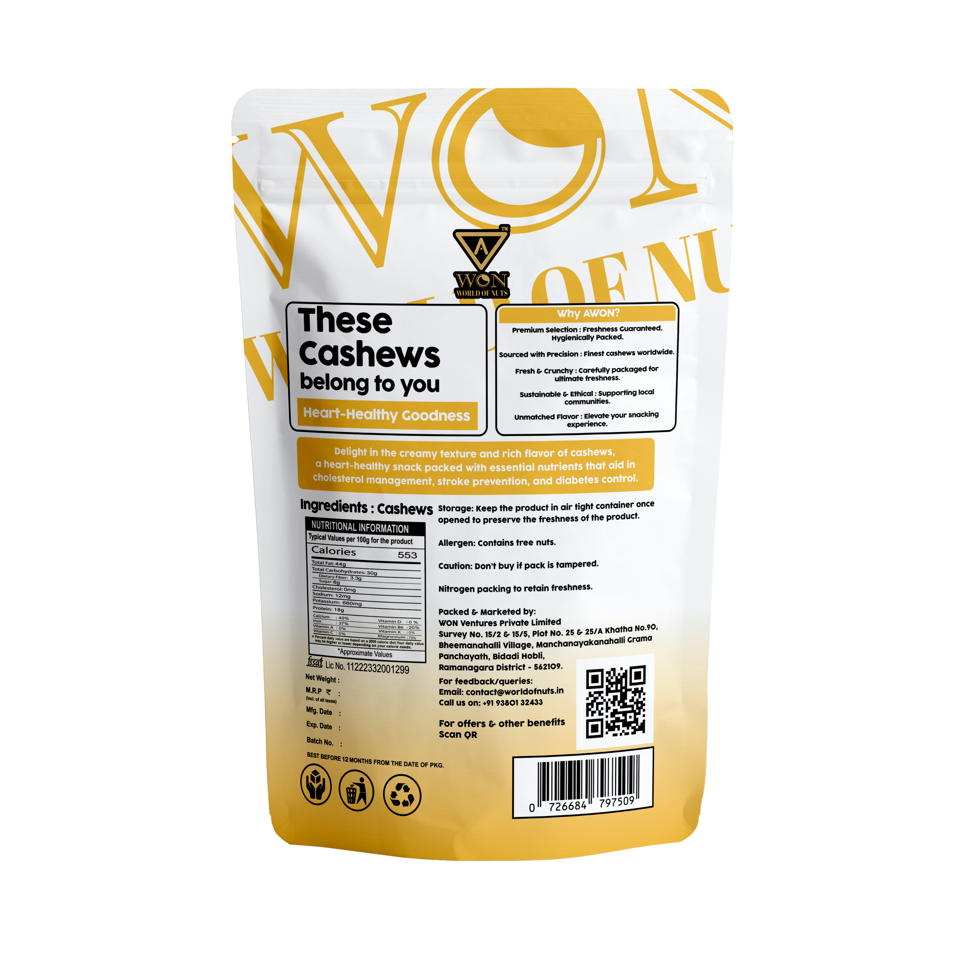 FSSAI certified cashew twin pack from AWON – healthy nuts