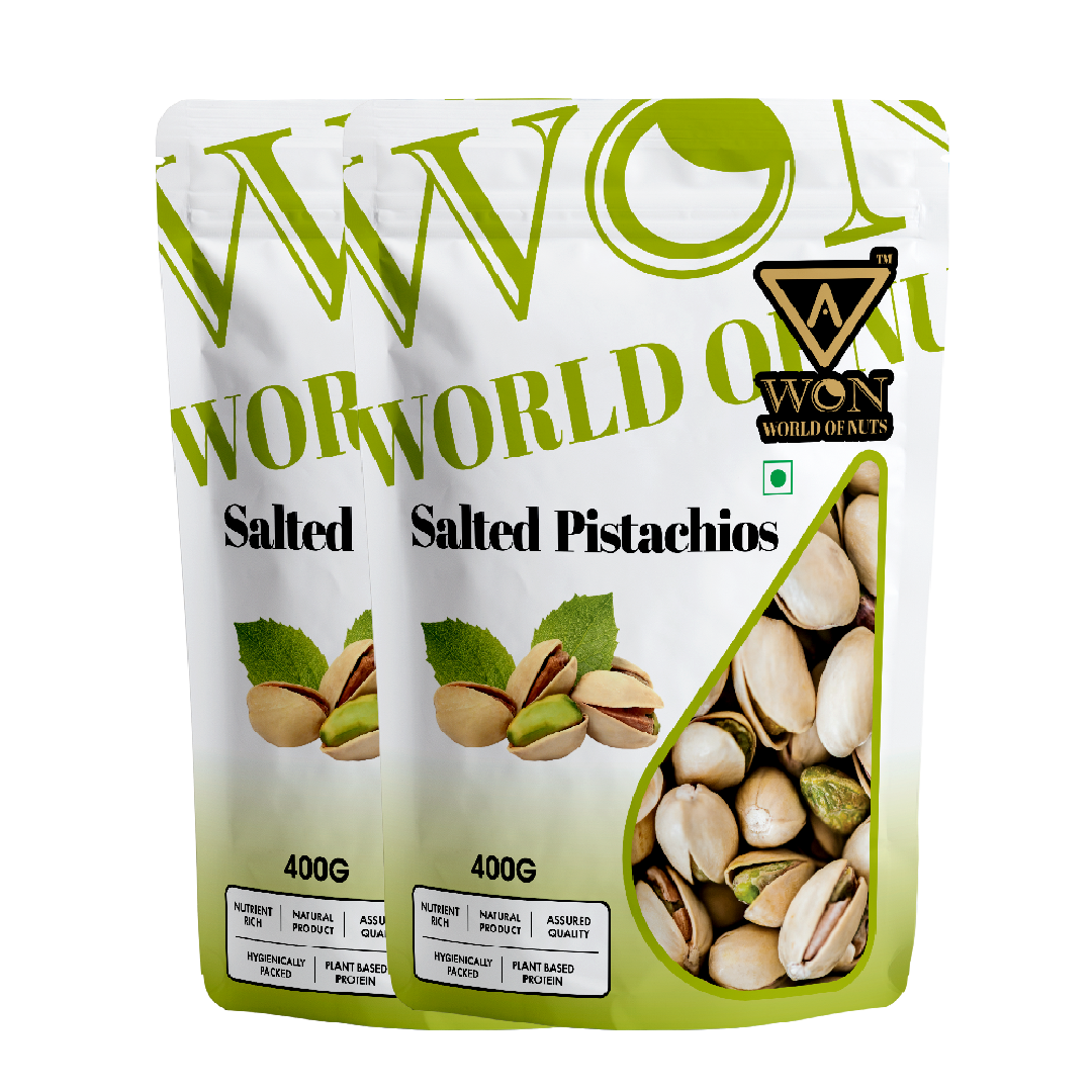 AWON Salted Pistachios 400g Pack of 2 Premium Roasted Pista