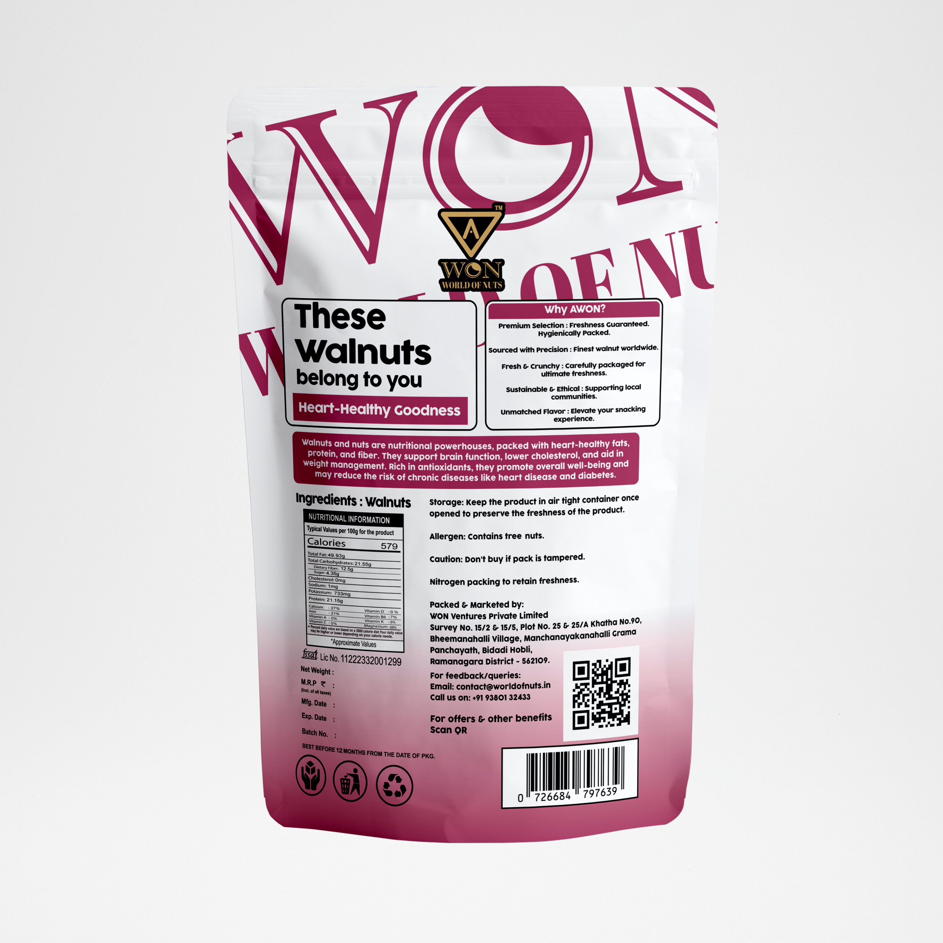 Fresh premium walnut kernels 400g