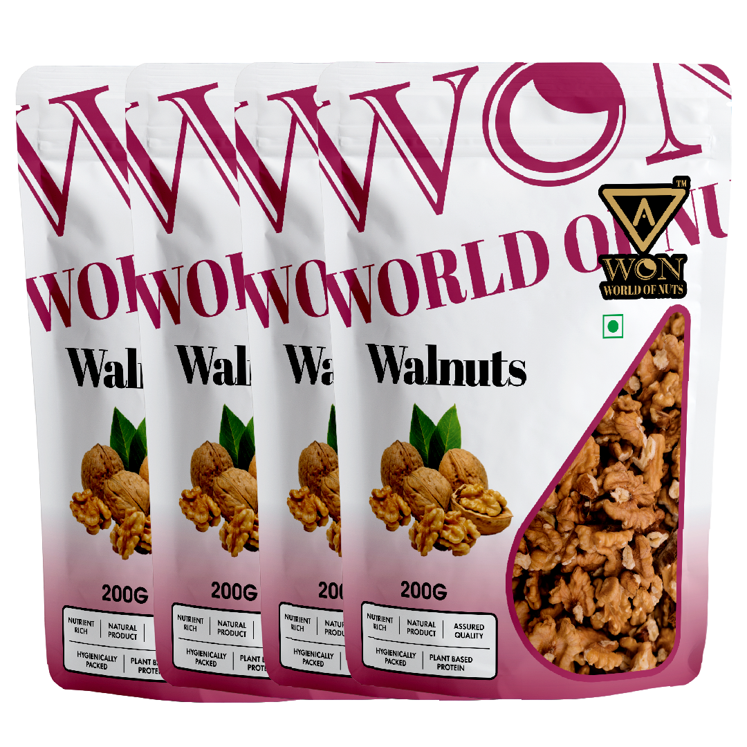 AWON Premium Walnuts Pack of 4 | Bulk Omega-Rich Walnut Halves