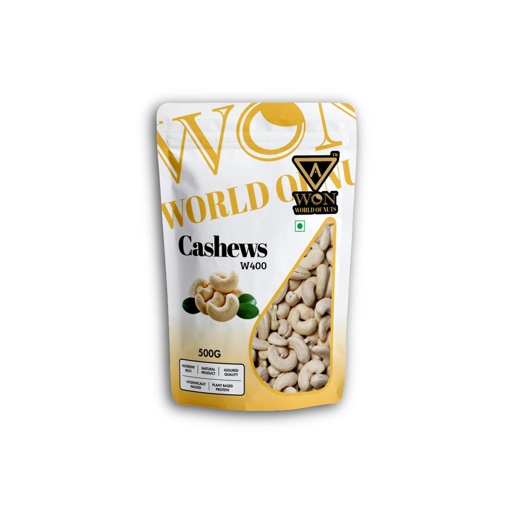 AWON W400 premium cashew nuts 500g pouch front view