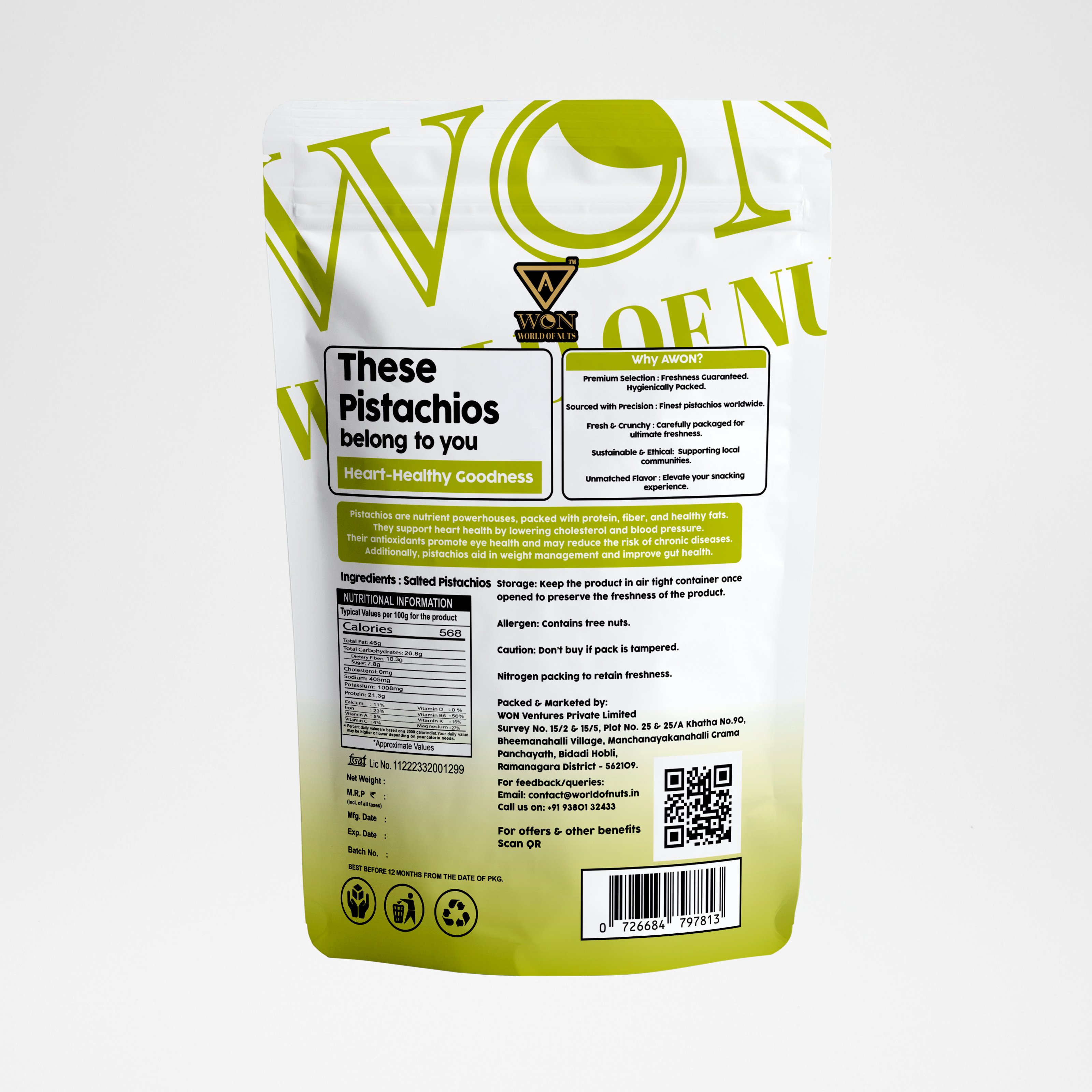 Premium salted pistachios healthy snack 200g